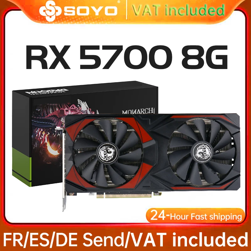 SOYO AMD Radeon RX5700 8GB carte graphique de jeu GDDR6 mémoire 256 bits PCIEx16 4.0 pour ordinateur de bureau cartes vidéo RX 5700