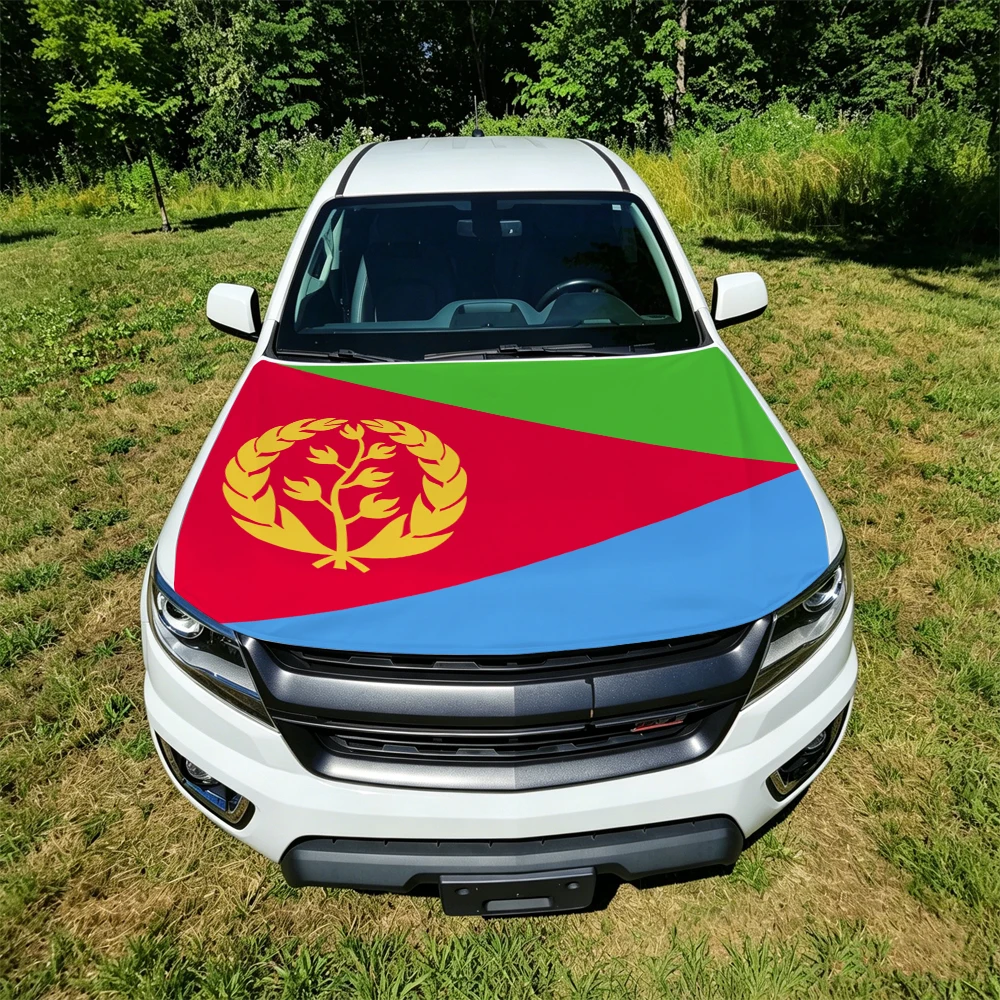 130x160cm Eritrea Car Hood Cover Flag, Elastic Windproof Patriotic Bonnet Banner Cheer for the competition