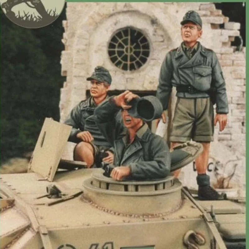 Kit de modelo de ensamblaje de figuras de resina a escala 1/35, equipo de tanques de la Segunda Guerra Mundial, Hobby militar para 3 personas, Diorama en miniatura sin montar y sin pintar