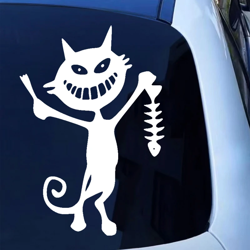 

CS-1130#14*20cm fish skeleton and cat funny car sticker vinyl decal for auto car stickers styling on bumper window choose size