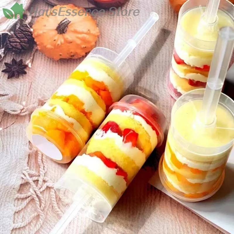 ※10pcs Pushable Cake Holders Diy Push Cake Mold Cylinder Shaped Cake Pusher Push Pops Plastic Containers With Lids For Kitchen view 2