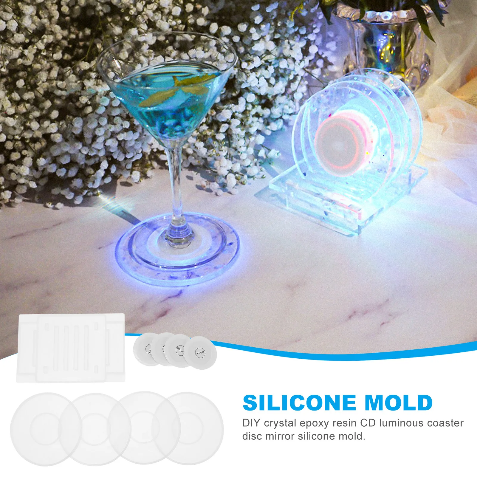 

1Set Creative Silicone Cd Coaster Mold for DIY Luminous Craft Epoxy Casting Mold Resin Art Home Decoration Use