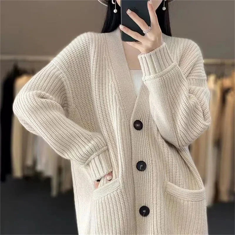 Cardigan optique haut de gamme, manteau pull polyvalent, décontracté, coréen, automne, hiver, nouveau, 2023