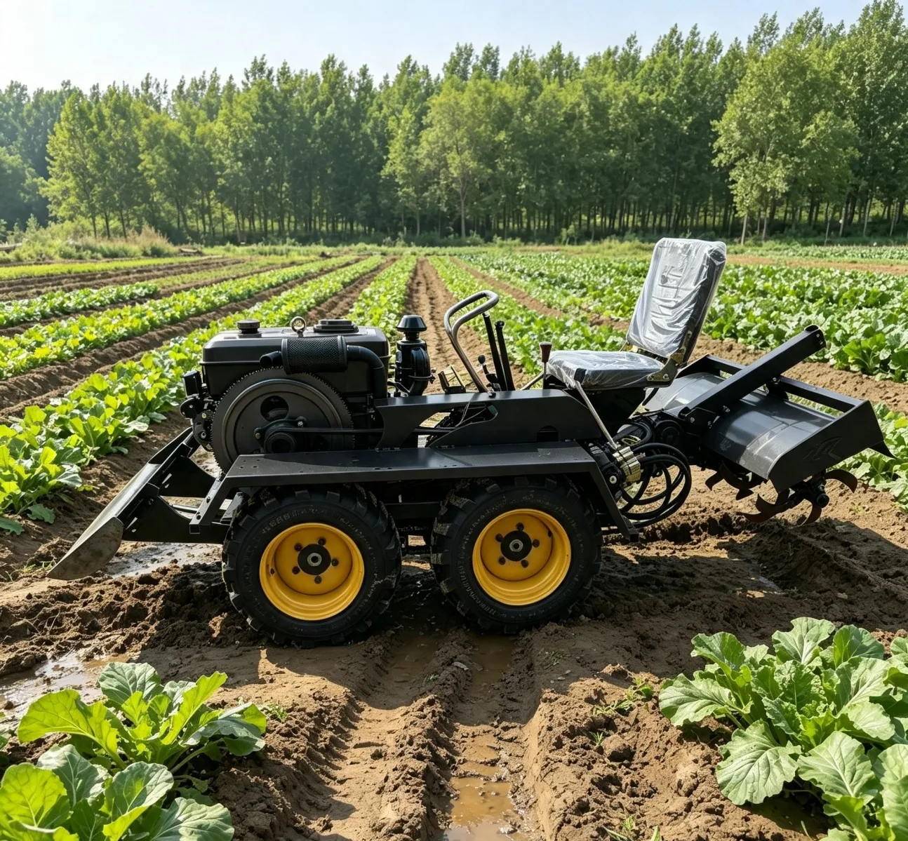 Ride‑on Type Rotary Cultivator Machine Widely Used In Farm Orchard Greenhouse Work