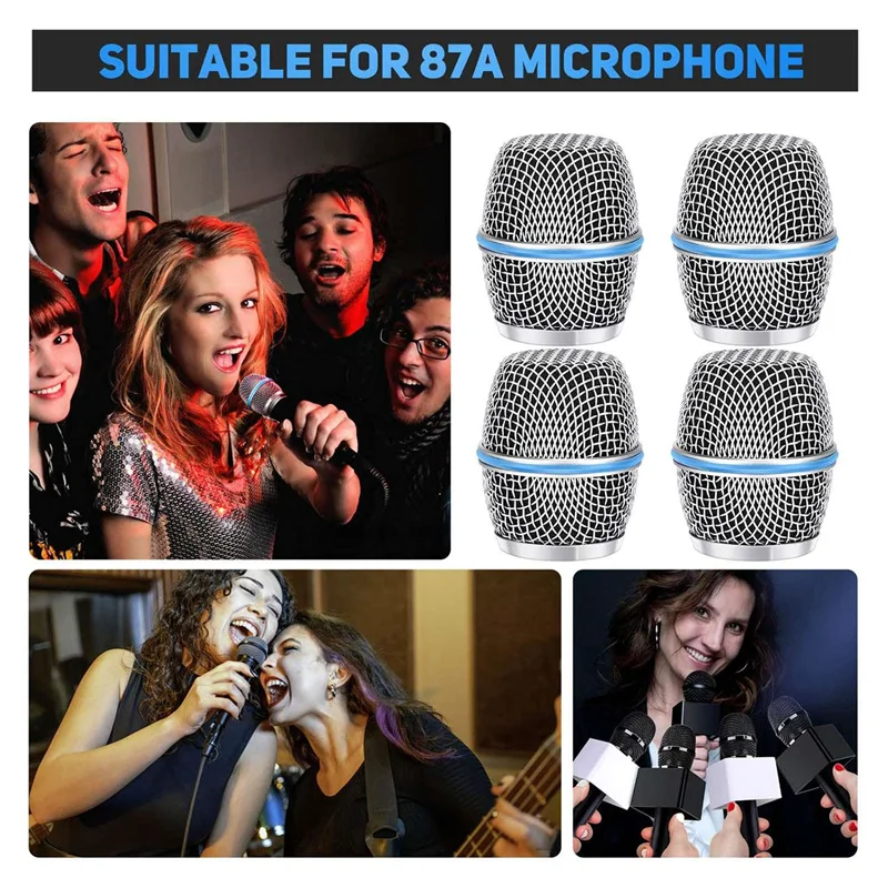 Verbeterde 4 STKS Microfoon Voorruit Heads, Microfoon Balhoofd Mesh Grill Zangmicrofoon Vervangende Onderdelen Grille Voor Shure B