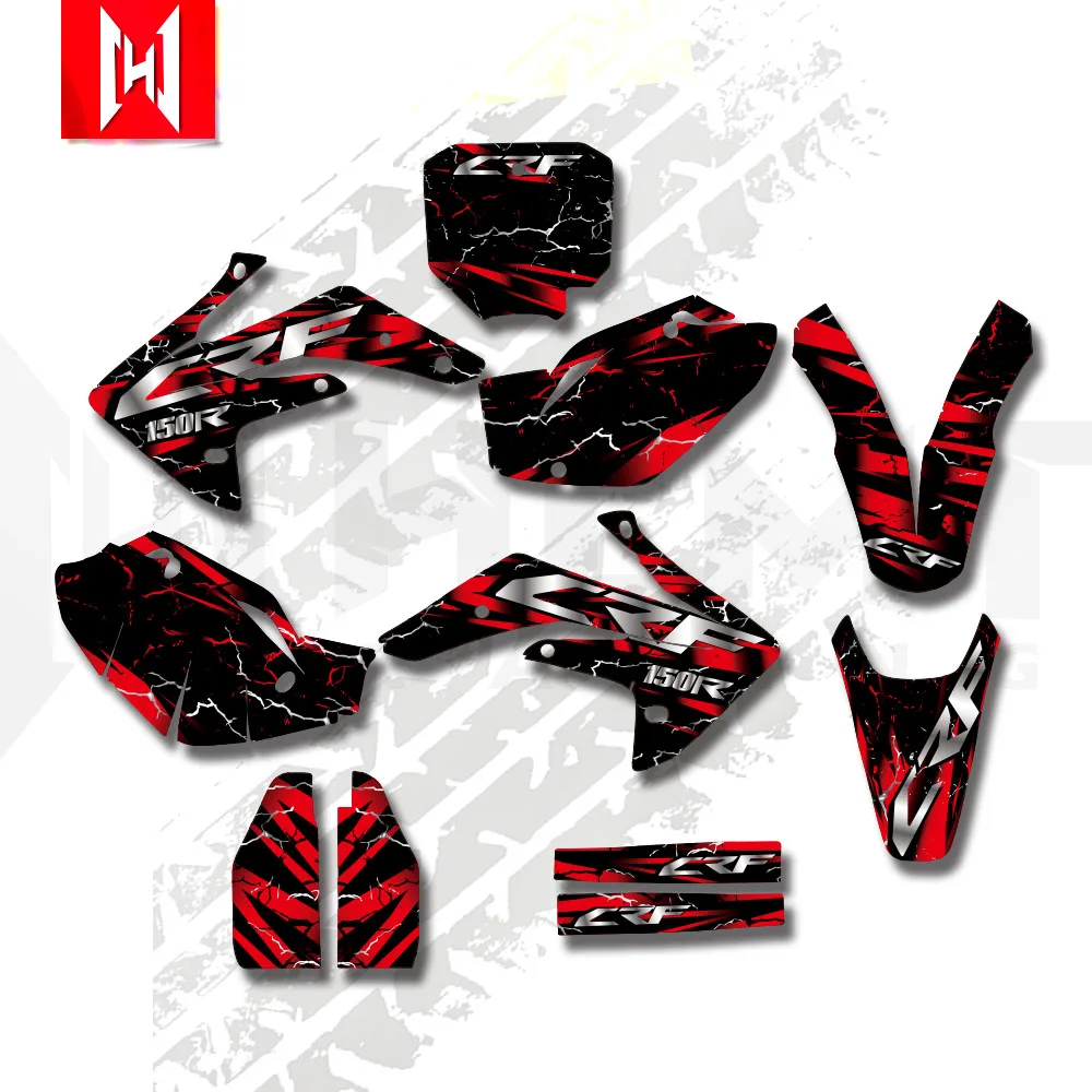 For HONDA CRF150R CRF 150R 2007 2008 2009-2025 2026 CRF150cc Motocross Backgrounds Decals Graphics Stickers Kits Number Custom 2