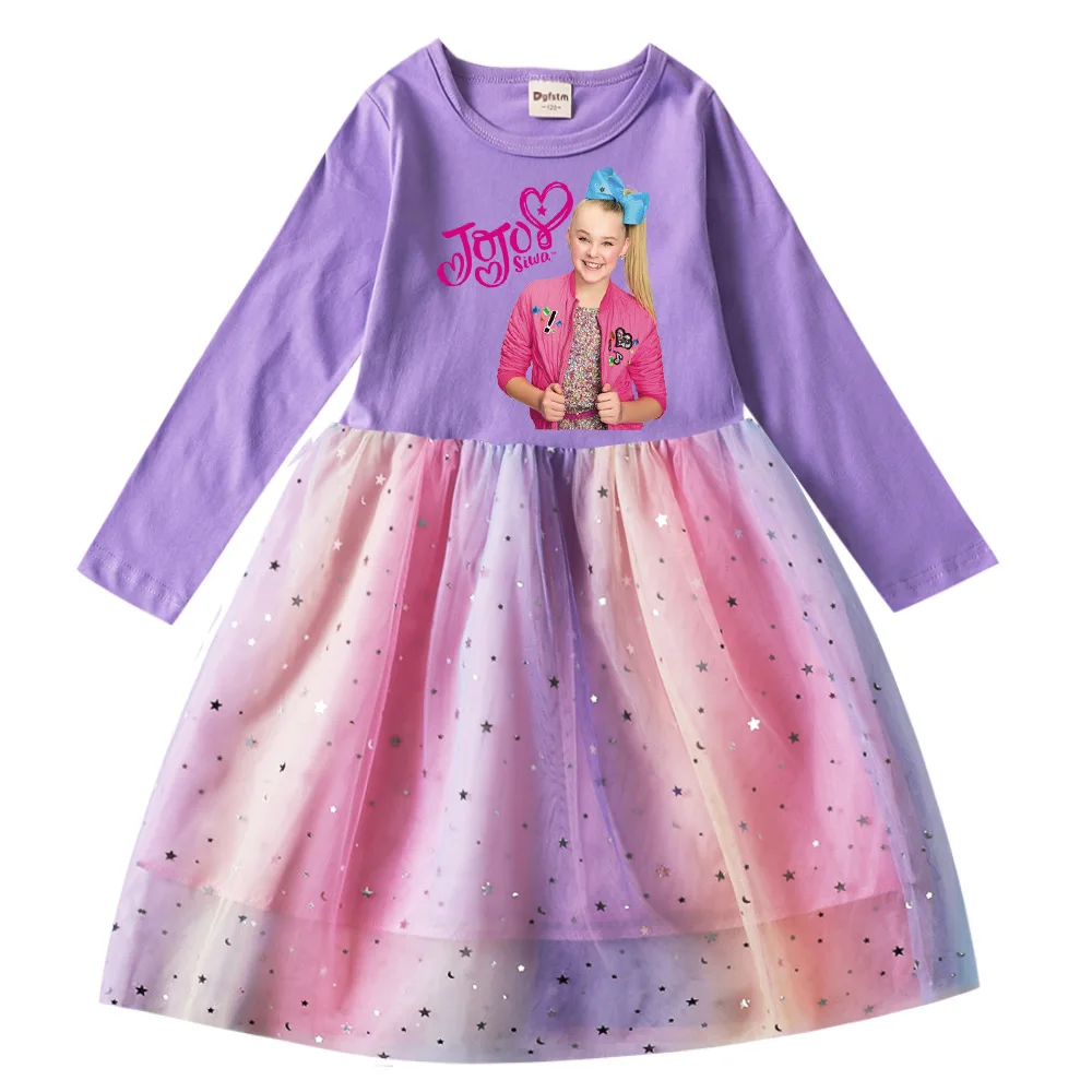 JOJO Siwa Kids Clothes Baby Girl Dress Toddler Girls Halloween Cosplay Costume Child Long Sleeves Casual Princess Dresses