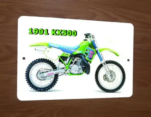 1 pcs,1991 KX500 Motocross Motorcycle Dirt Bike Photo 8x12 Metal Wall Sign