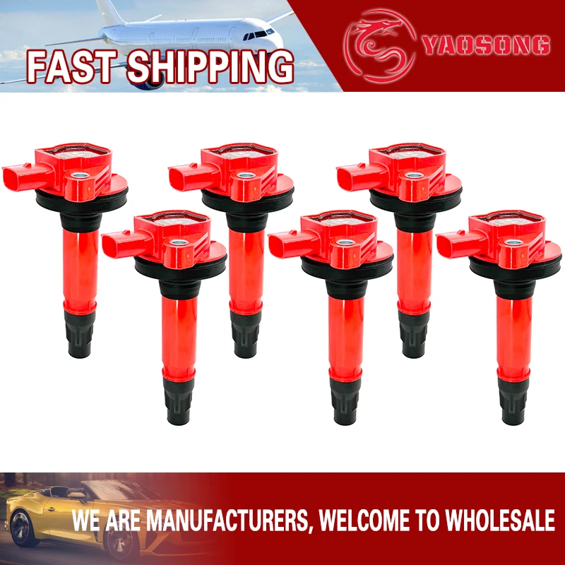 

6PCS 2PINS IGNITION COIL PACK 7T4Z-12029-E UF553 FOR Ford Edge F-150 Mustang Lincoln MKS Mazda 6 CX-9 Mercury 3.5 3.7 V6