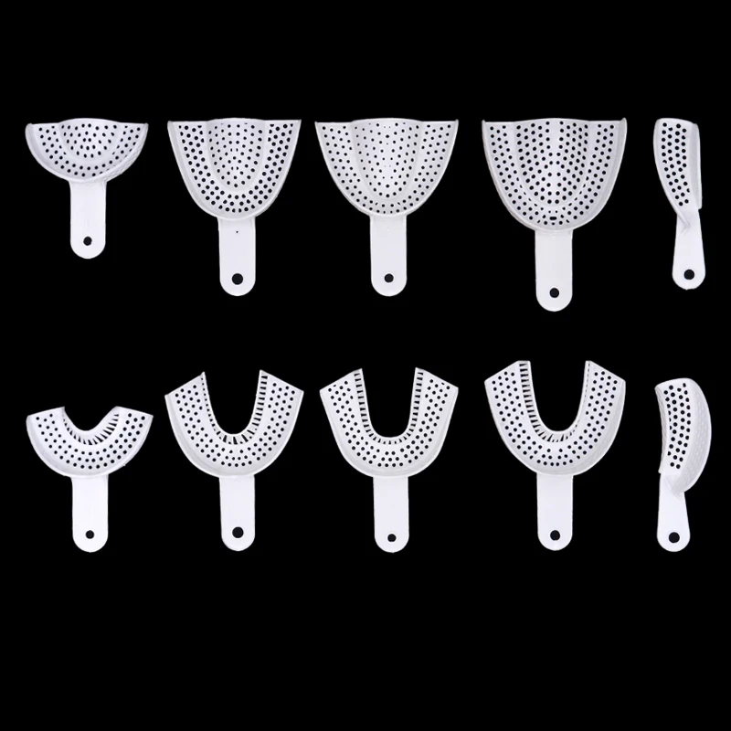 

10Pcs Disposable Dental Impression Trays Perforated Plastic Bite Tray Teeth Holder Dentistry Materials