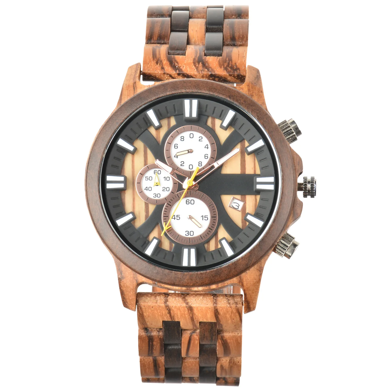 

Business Men's Wooden Watch Fashion Multi-Function Quartz Watch Elegant Timepiece for Corporate Settings