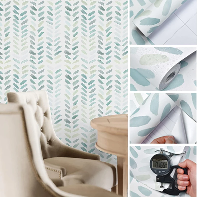 Green White Wallpaper Peel and Stick Wallpaper Boho Contact Paper for Cabinets Leaf Wallpaper for Bedroom Self-Adhesie Stickers