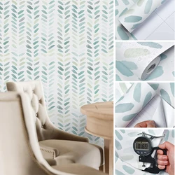 Green White Wallpaper Peel and Stick Wallpaper Boho Contact Paper for Cabinets Leaf Wallpaper for Bedroom Self-Adhesie Stickers