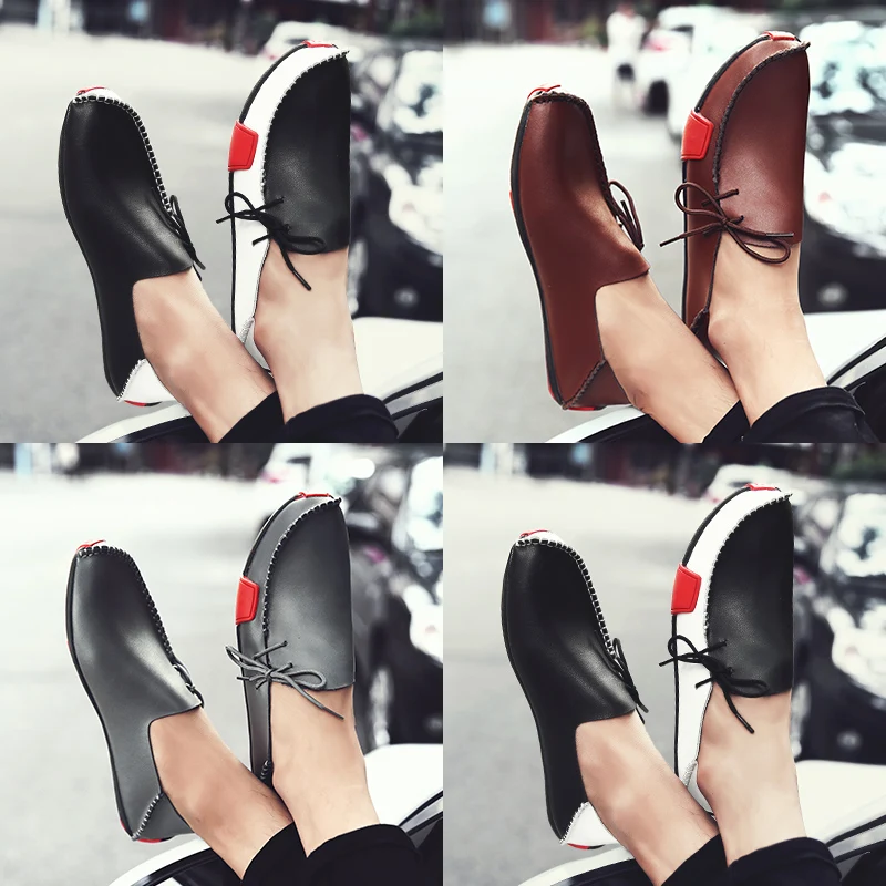 Summer Loafers Men Shoes Leather Breathable Red Sole Hand-made Autumn Driving Comfortable Fashion High Quality Soft Large Size