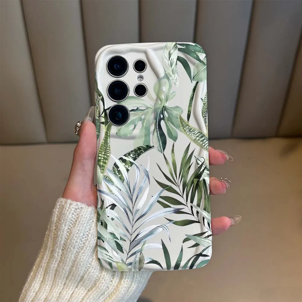Watercolor Tropical Leaves Phone Case For Samsung Galaxy S26 S25 S24 S23 S22 S21 Ultra Plus FE Fall Protection Soft Cover