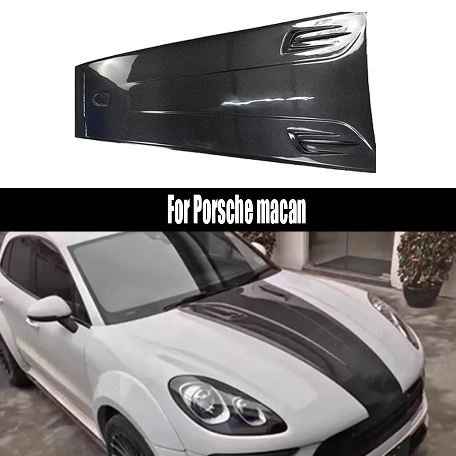 For Porsche macan Paste style Carbon Fiber Hood Engine Cover Hood Car Headliner Hood Cutout Cooling Front Cover