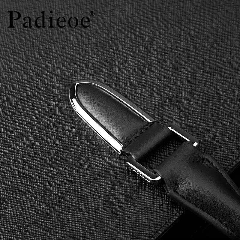 Padieoe Men\'s Briefcase Genuine Leather Totes Bag for Documents Leather Men\'s Shoulder Bag Male Cow Skin Business Messenger Bag