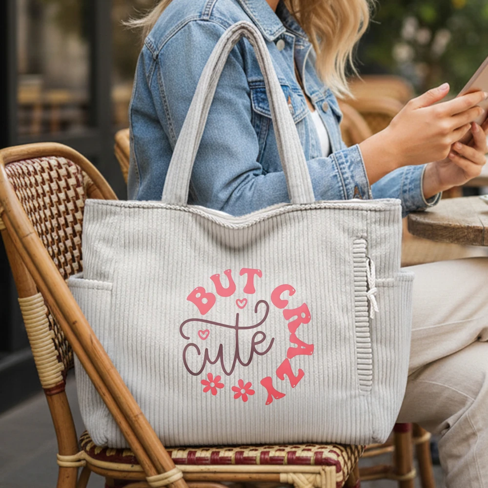 

Women's Corduroy Tote Bag Cute Casual Stylish Handbag, Gift For Her Birthday Mother's Day Anniversary, Shopping Travel Daily Use