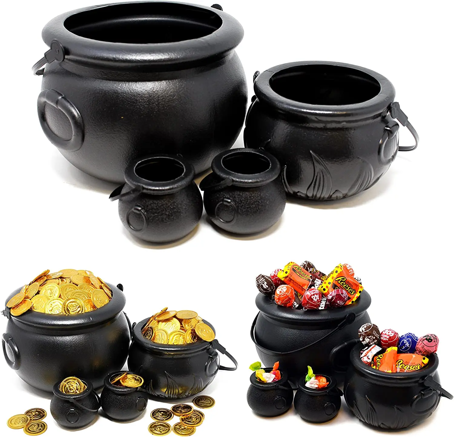 1Pc Candy Jars Kettle Halloween Decor Candy Cauldron Black Witch Cauldron Halloween Witch Candy Kettles 2023