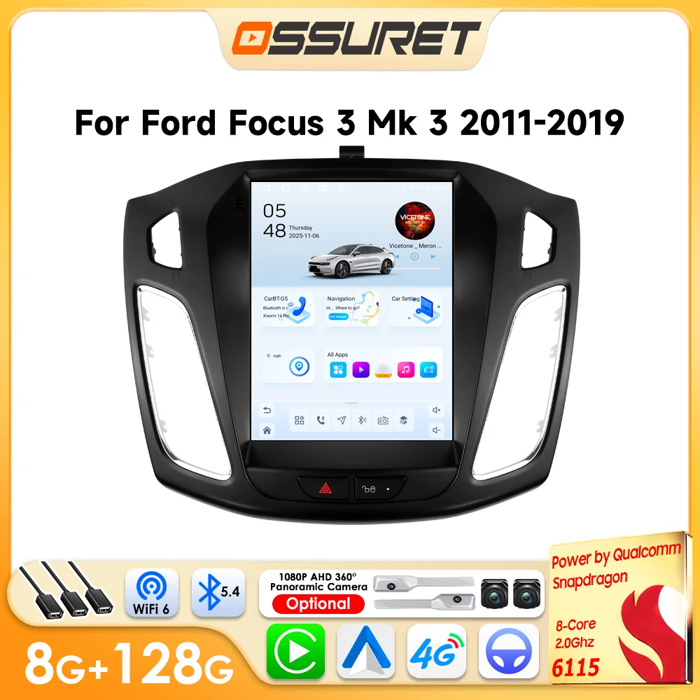 9,7-Zoll Android Autoradio-Player für Ford Focus 2 Mk2 Mk3 2004-2011 Auto-Multimedia GPS Kabelloses CarPlay 6115 Intelligenter Bildschirm