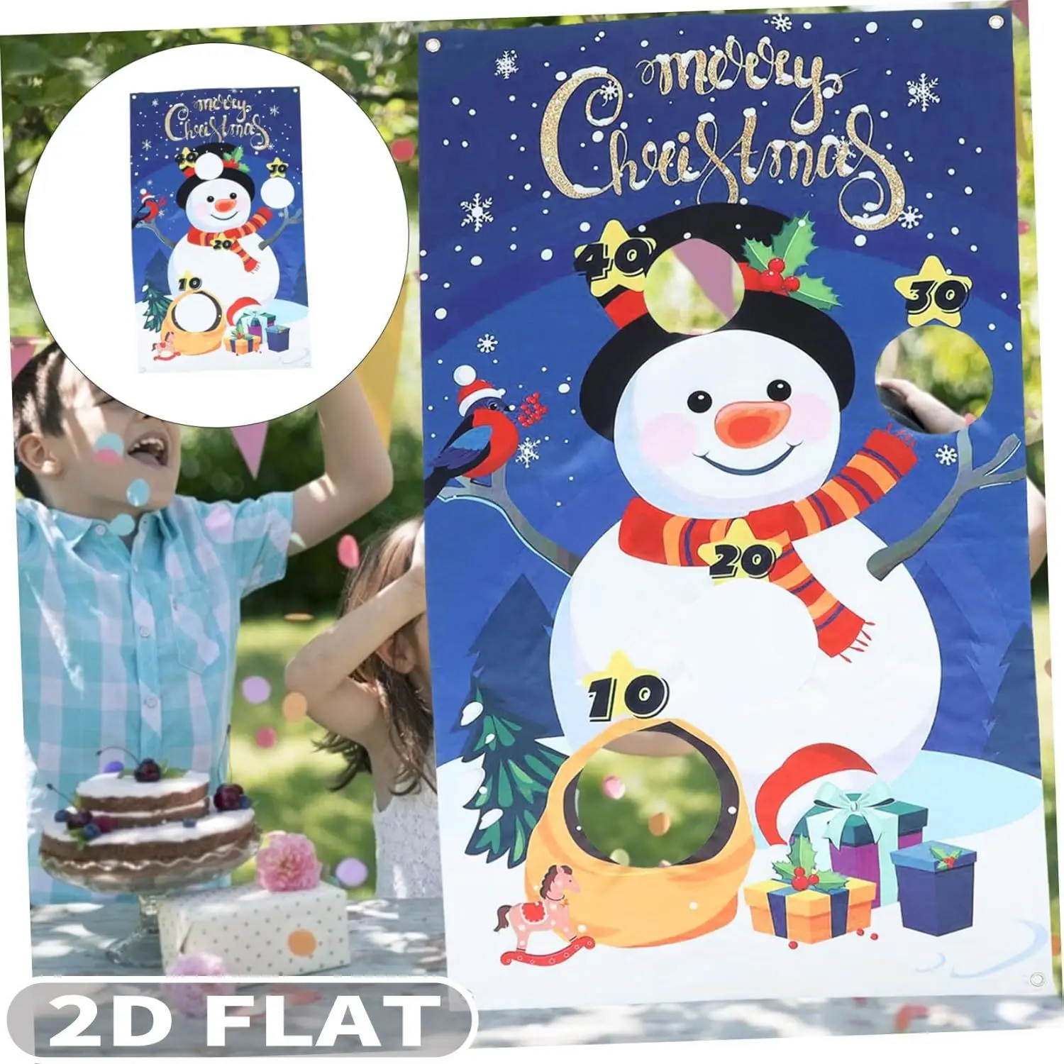 

1pc Christmas Beanbag Toss Toy Sandbag Game Banner(ONLY Banner), Christmas Games Outdoor Bean Bag Game Polyester Flags