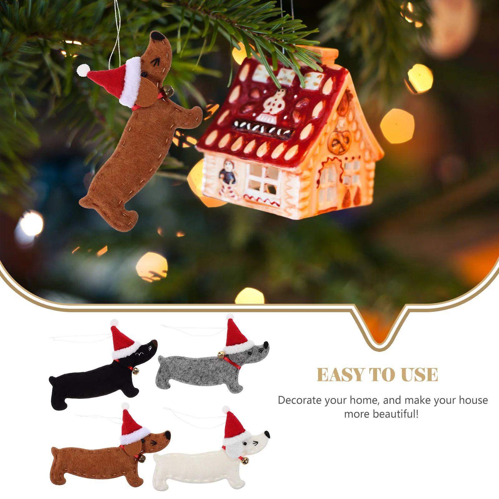 

4 Pcs Stocking Dachshund Dog Hanging Decoration Office Pendants Festival Jewelry