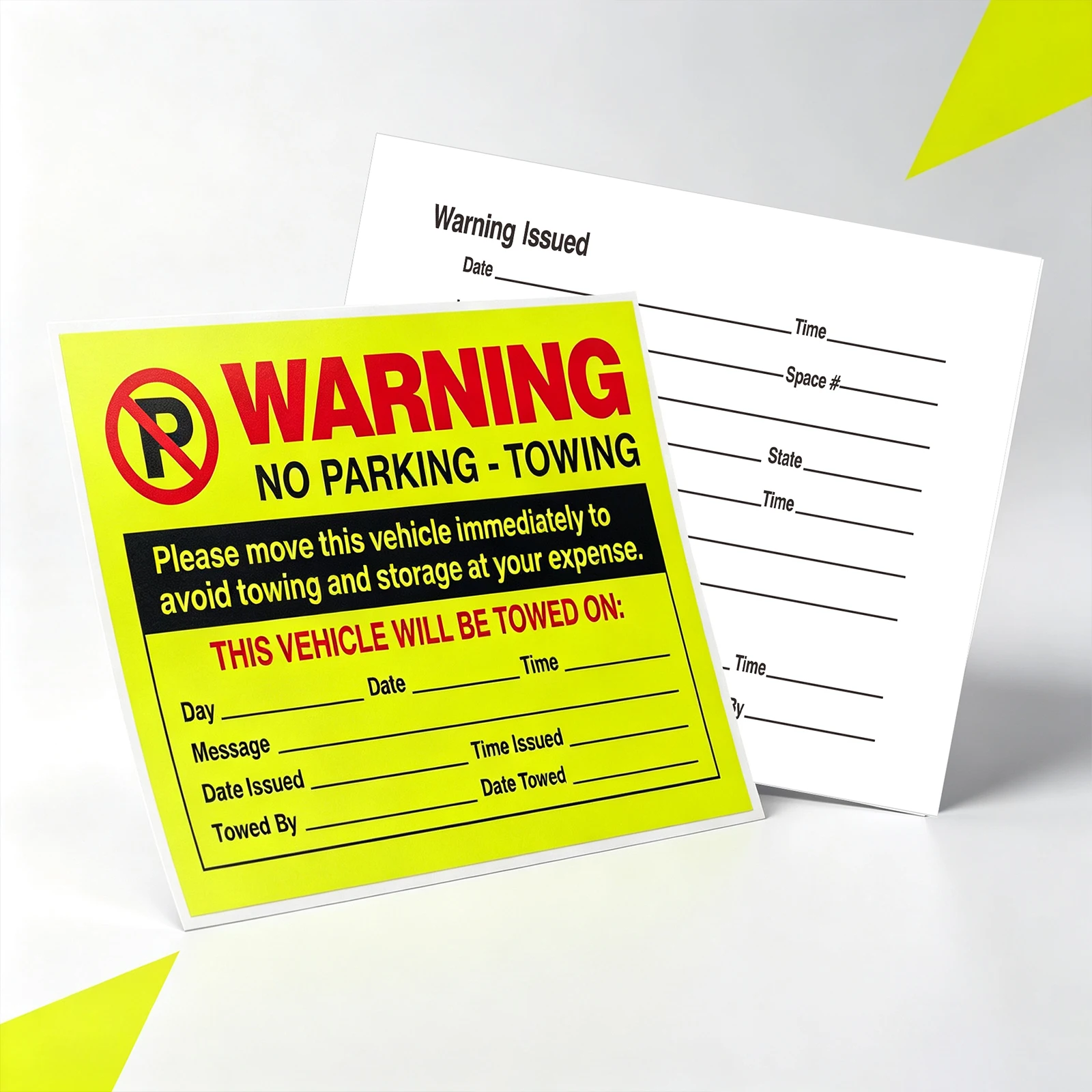 10 Sheets/Pack - 10.1*16.2Cm/4*6.38In Fluorescent Color Violation Parking Warning Label, Vehicle Violation Parking Tow-Away Label Sticker, Vehicle Window Parking Label, Conspicuous Warning Label, Prank Sticker