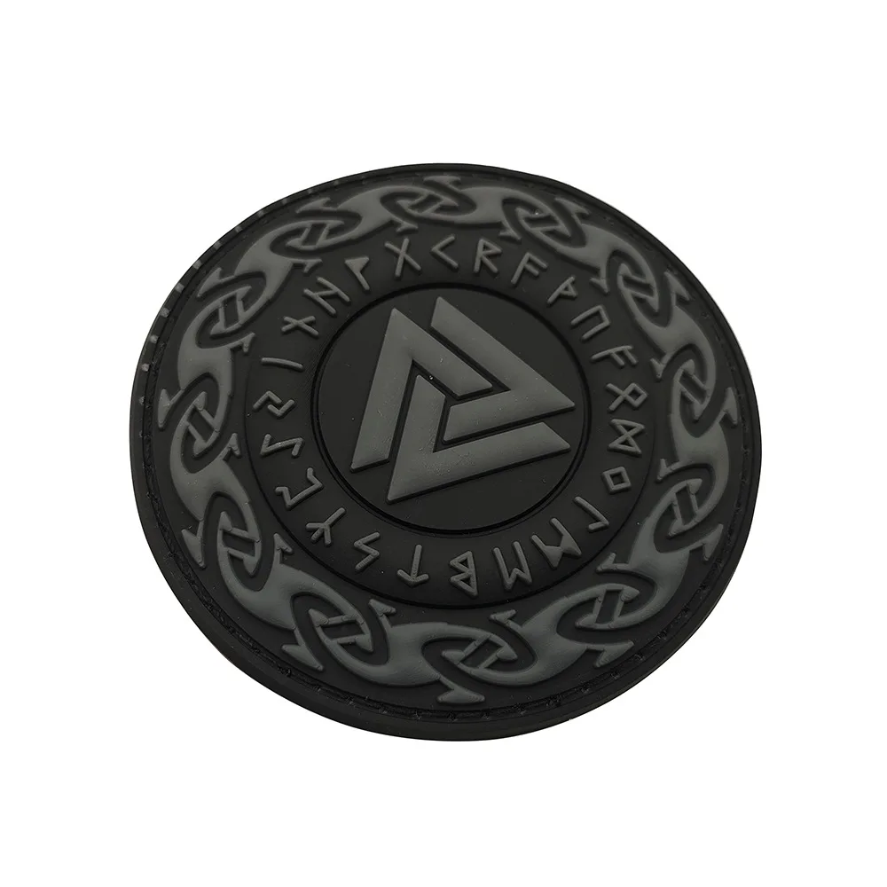 3D PVC Viking Battle Ax Runavin Odin Compass Lone Wolf Logo Armband Odin God Rune Magic Sticker Badge Vking Rubber Patch