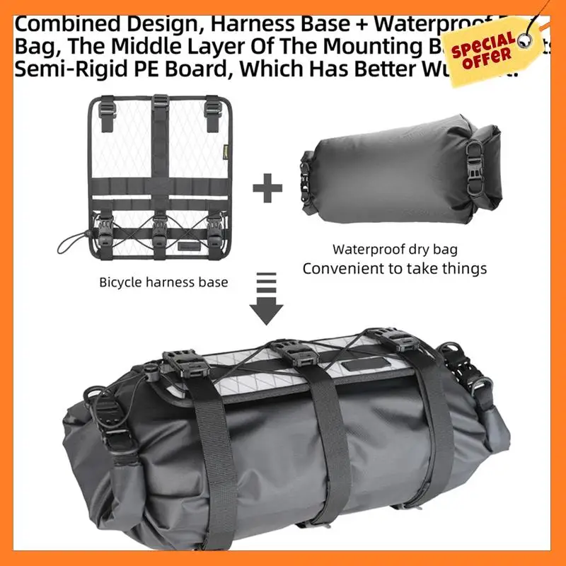 

AD08-Водонепроницаемая сумка на руль велосипеда, регулируемая вместимость, съемная сухая сумка для езды на горных велосипедах, шоссейных и гравийных велосипедов, передняя велосипедная сумка