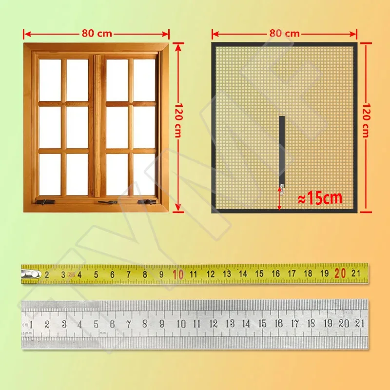 New Window Screen Mesh with Zipper and Invisible Fiberglass - Customizable Size Black Mesh Summer Prevent Mosquitoes and Flies