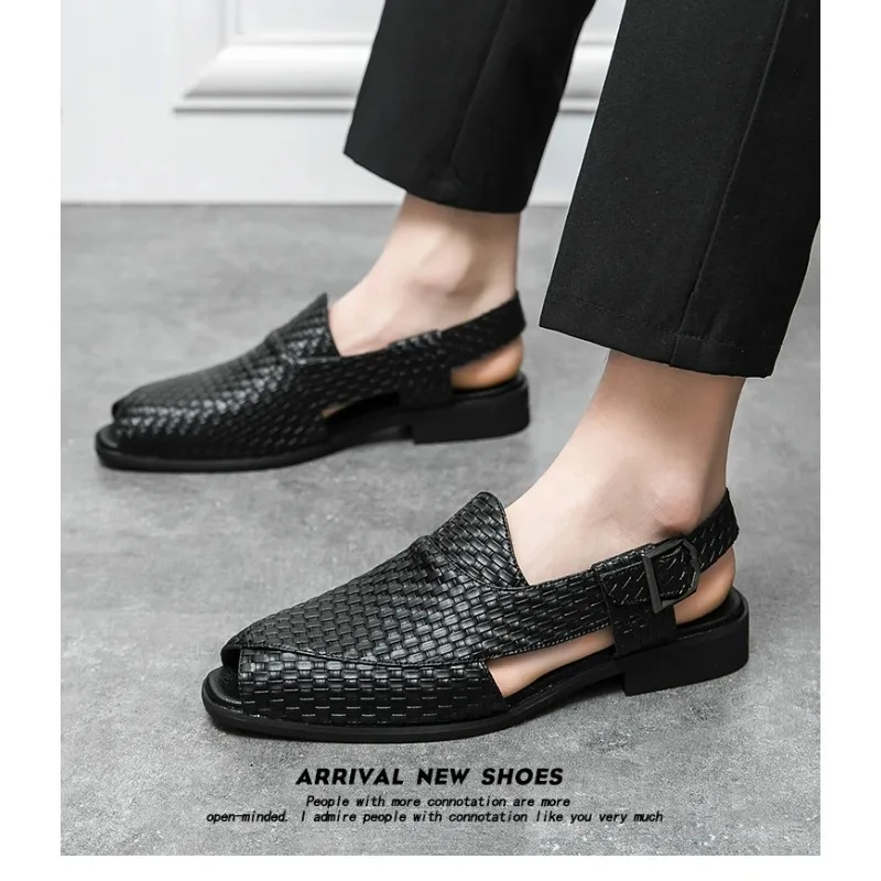 2026 Fashion Outdoor Dress Shoes Men Braided Design Slingback Dress Men's Sandals