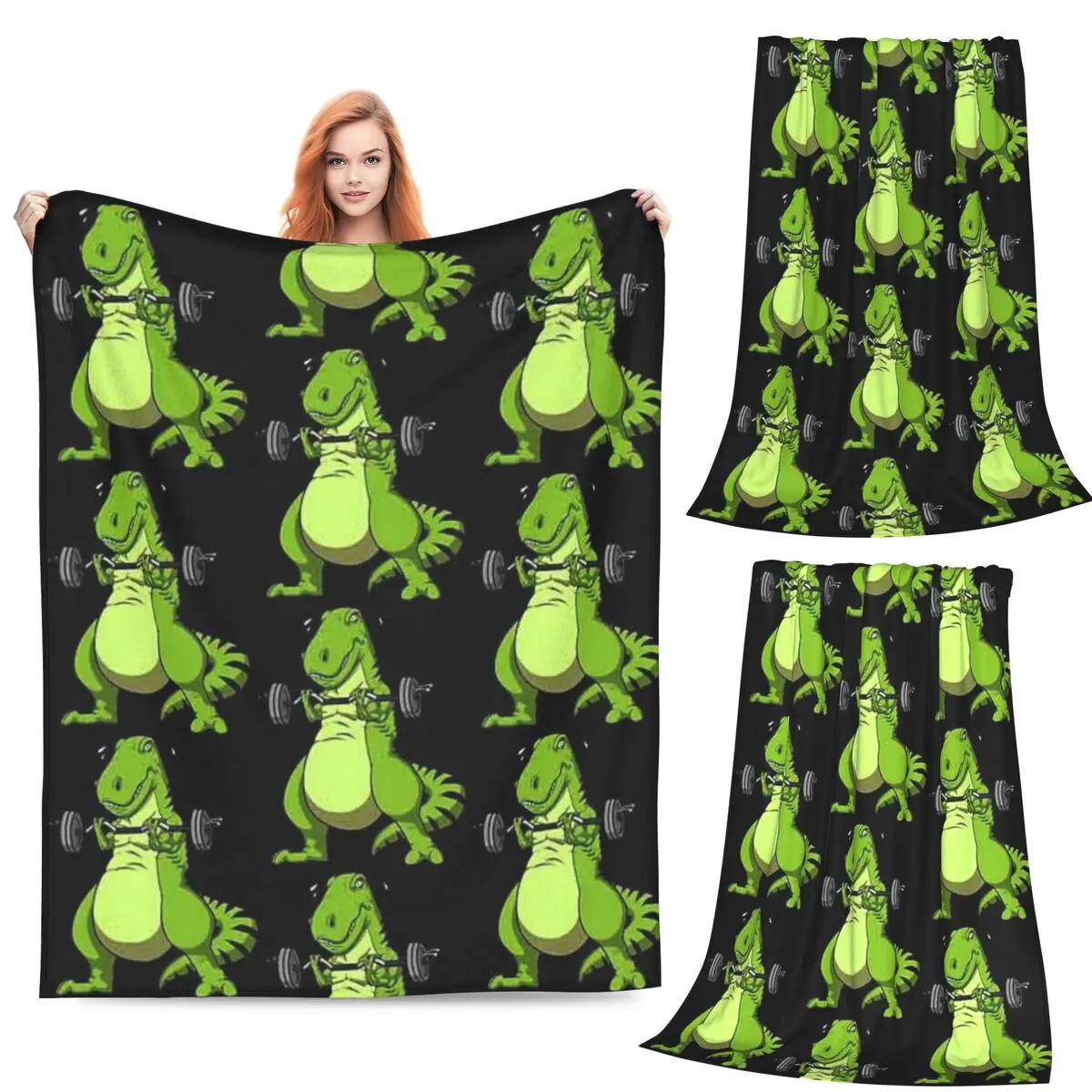 

T-Rex Dinosaur Fitness Blanket Fleece Sofa Throw Blanket Warm Throw Blankets for Home Bedroom Travel Throws Bedspread Quilt