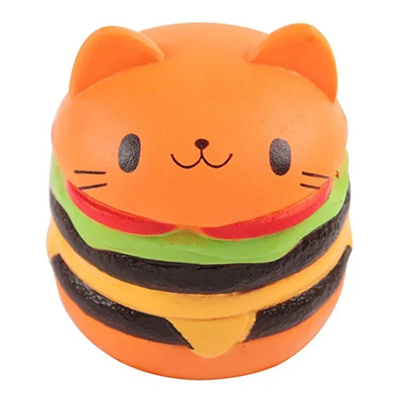 

Jumbo Cat Face Burger Squishy Simulated Bread PU Scented Soft Slow Rising Squeeze Toys Stress Relief Baby Kid Toy Xmas Gift