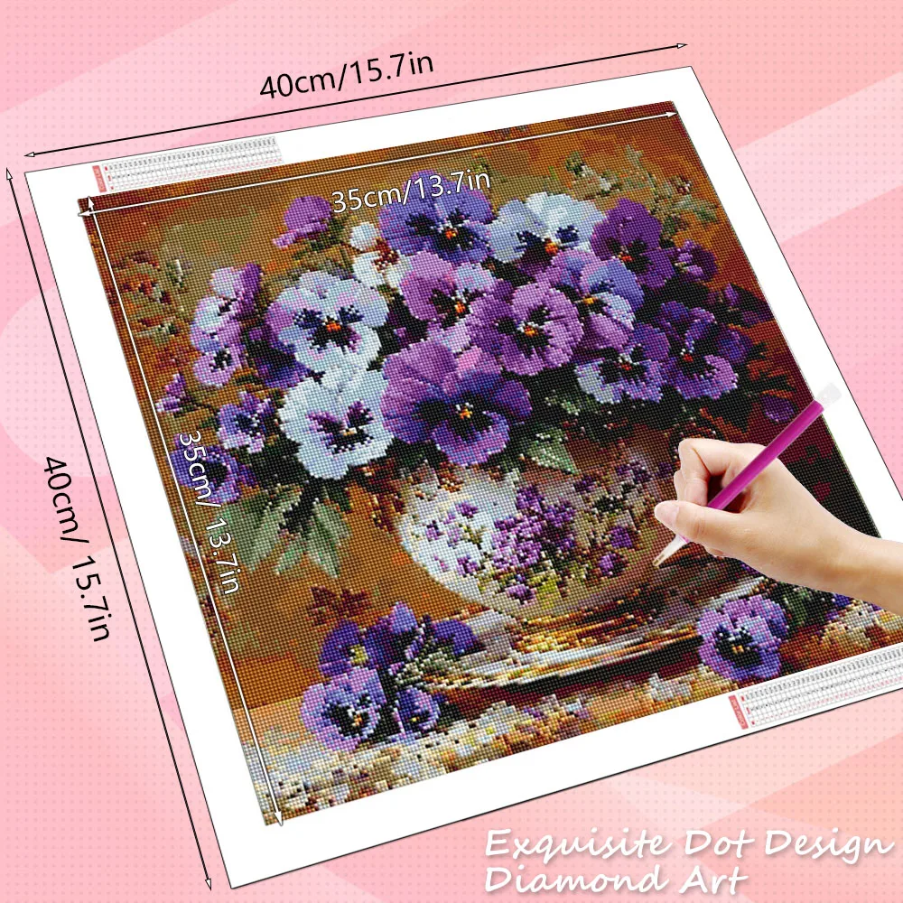 HUACAN 5D Diamond Mosaic Rose Flower Painting Cross Stitch Art Kits Peony Floral Diy Full Square Round Home Bedroom Wall Decor view 2