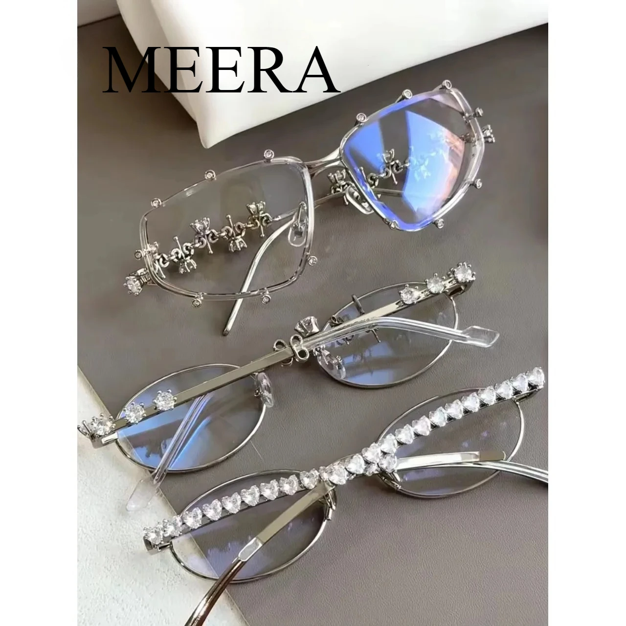 

New Korean GM Oval Wedding Eyewear Women Men Fashion Spectacles Jewelry GM Love Diamond Glasses 2025 Bling GM Eyeglasses Frames