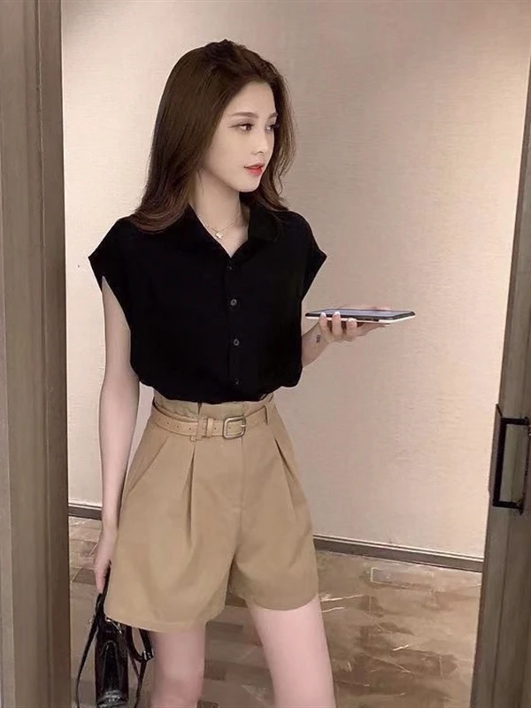 Summer Casual Women's Two-Piece Set Slimming Top And Shorts Fashionable Versatile Breathable Comfortable Quality Adult Women