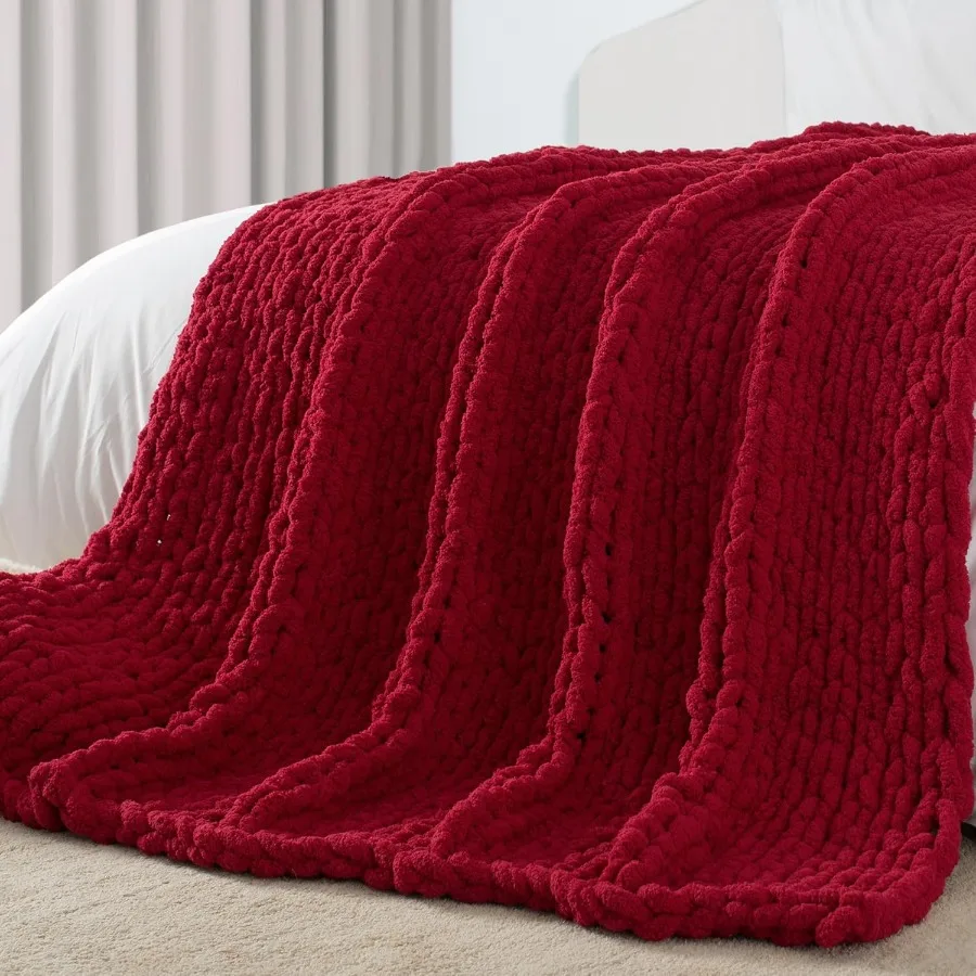 

Chunky Knit Throw Blanket 60 X 80 Twin Size 100 Hand Made Large Chenille Loop Yarn Soft Fluffy Throws for Couch Sofa Bed Big Cr