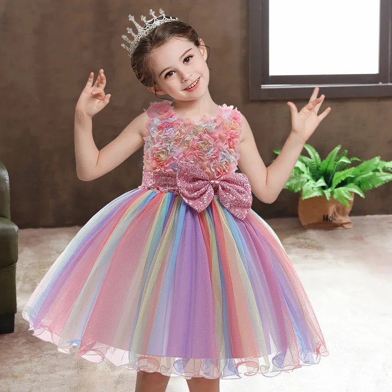 Unicorn Princess Dresses Summer Party Birthday Costume Toddler Girl Floral Sleeveless Clothing Halloween Cosplay Costume