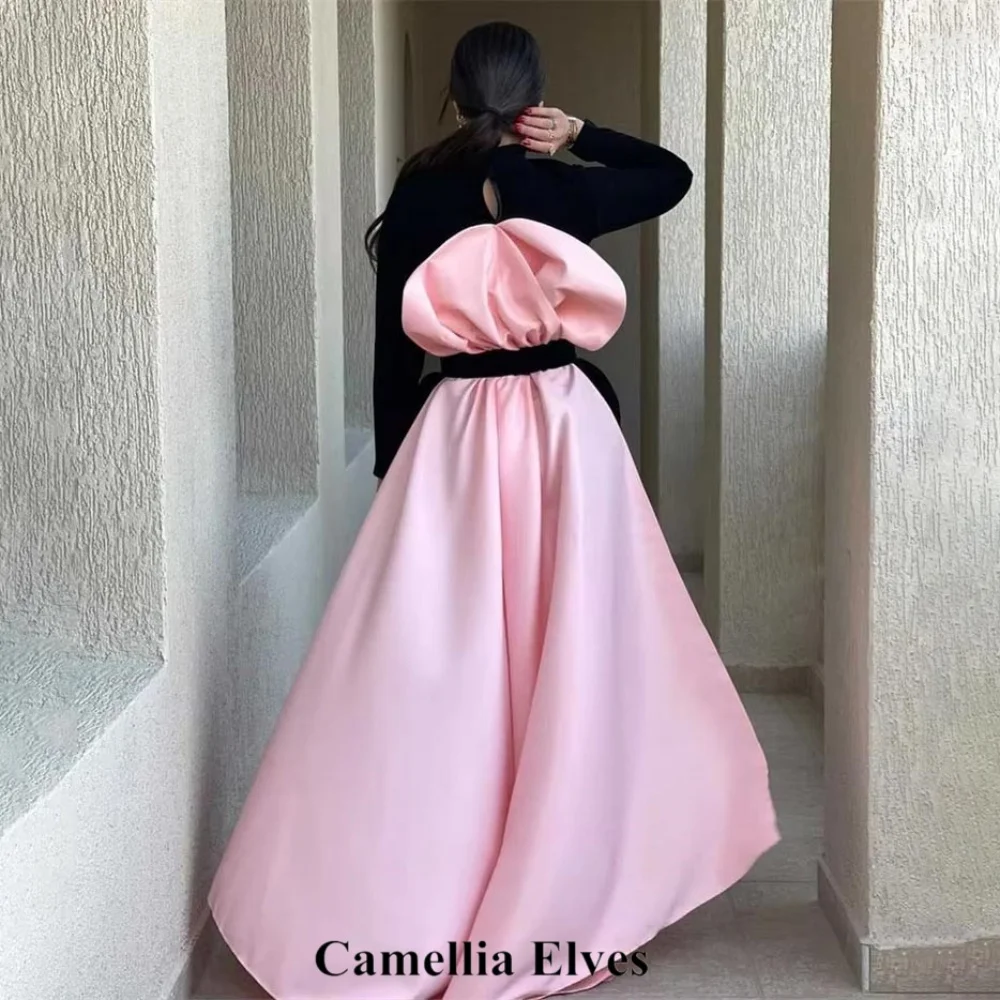 Customized Exquisite High-neck A-line Zipper Evening Dress Charming High Low Prom Dress Long Sleeve Party Gown вечернее плать