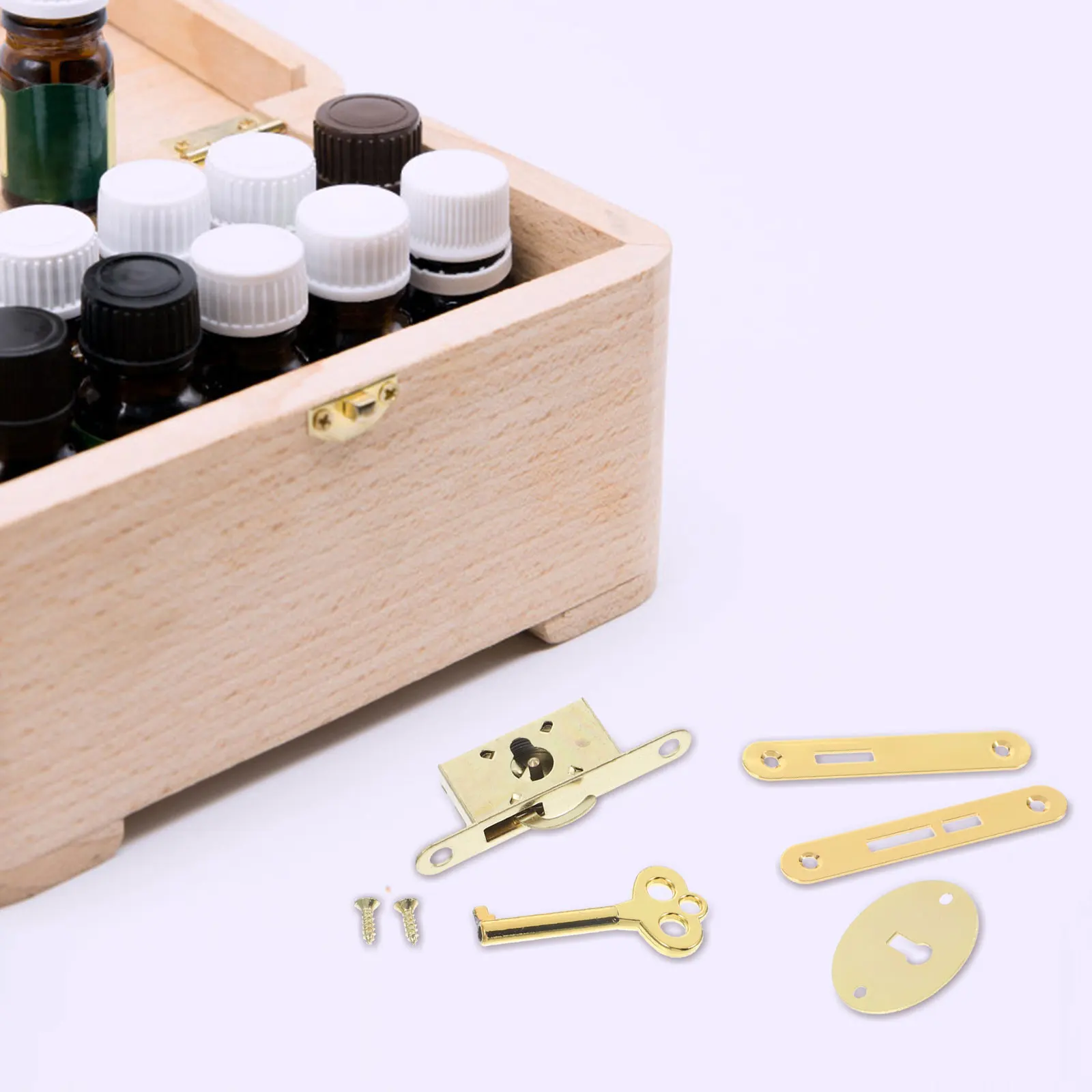 

2 set Vintage Wooden Box Zinc Alloy Cabinet Latch For Jewelry Gift Boxes Mini Lock With Keys Drawer Lock Hardware