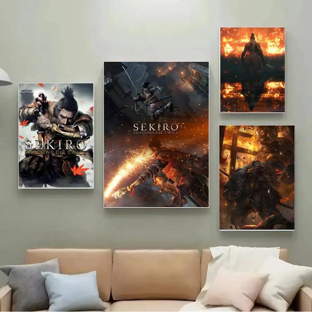 Póster del juego Handsome Ninja Sekiro Shadows Die Twice, pintura con impresiones, decoración para el hogar, dormitorio, sala de estar, regalo
