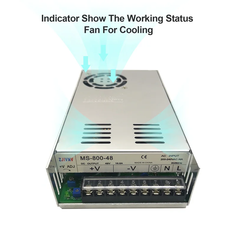 Imagem -05 - Conduziu a Entrada 220vac da Fonte de Alimentação do Interruptor dc 24v 36v 48v Smps para o Motor Conduzido Ms800 do Cctv da Luz da Tira 800w