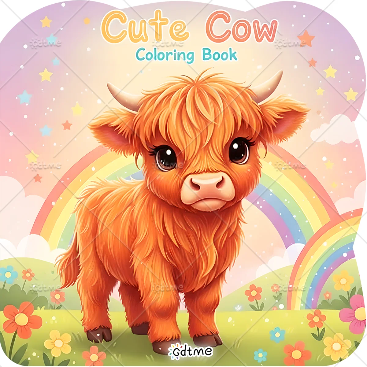 Cute Highland Cow Coloring Book, Whimsical Farm Animal Scenes for Adults, Relaxing Stress Relief Activity