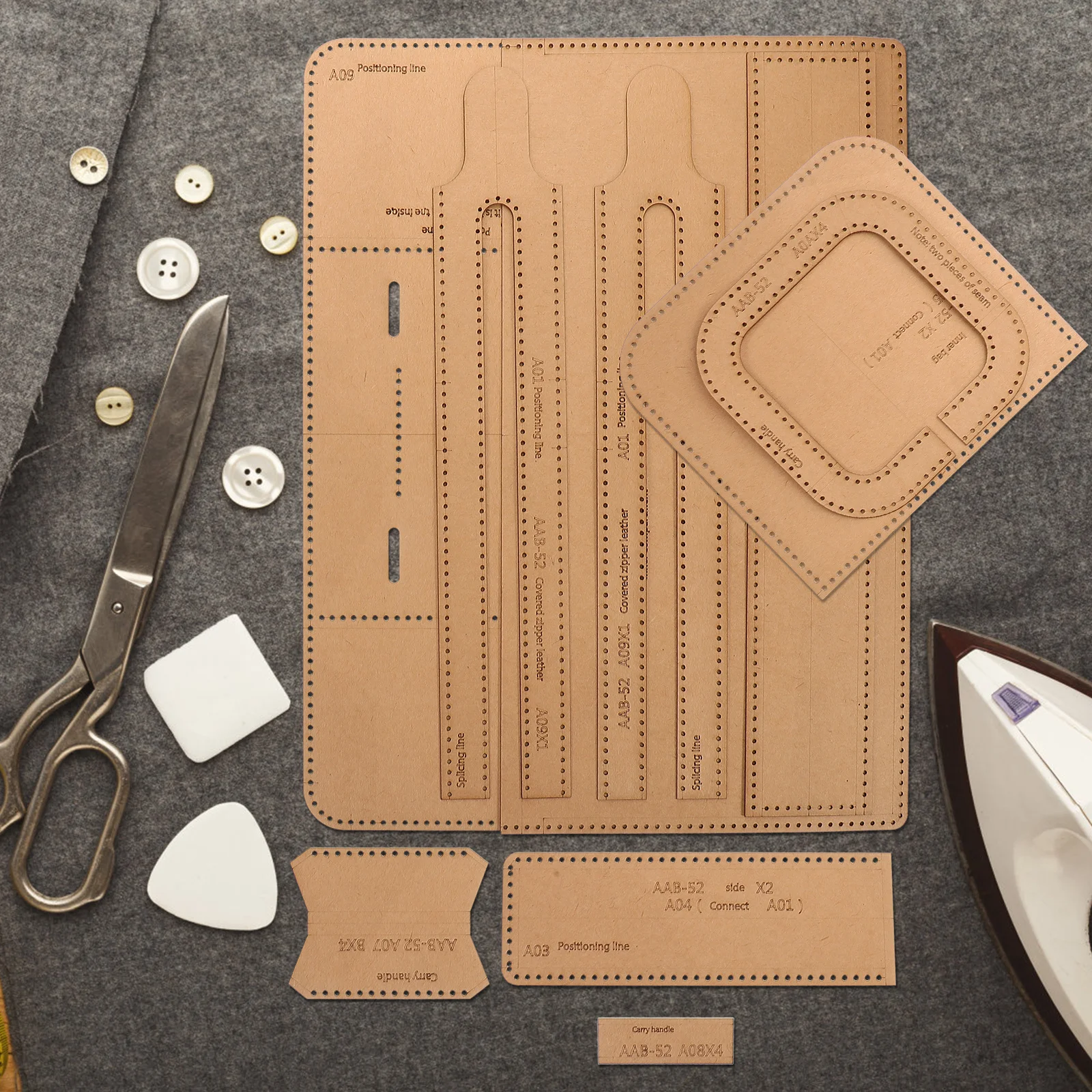 

1Set Kraft Paper DIY Briefcase Bag Making Template for Handbag Pattern Work Casual Use DIY Bag Making Kit