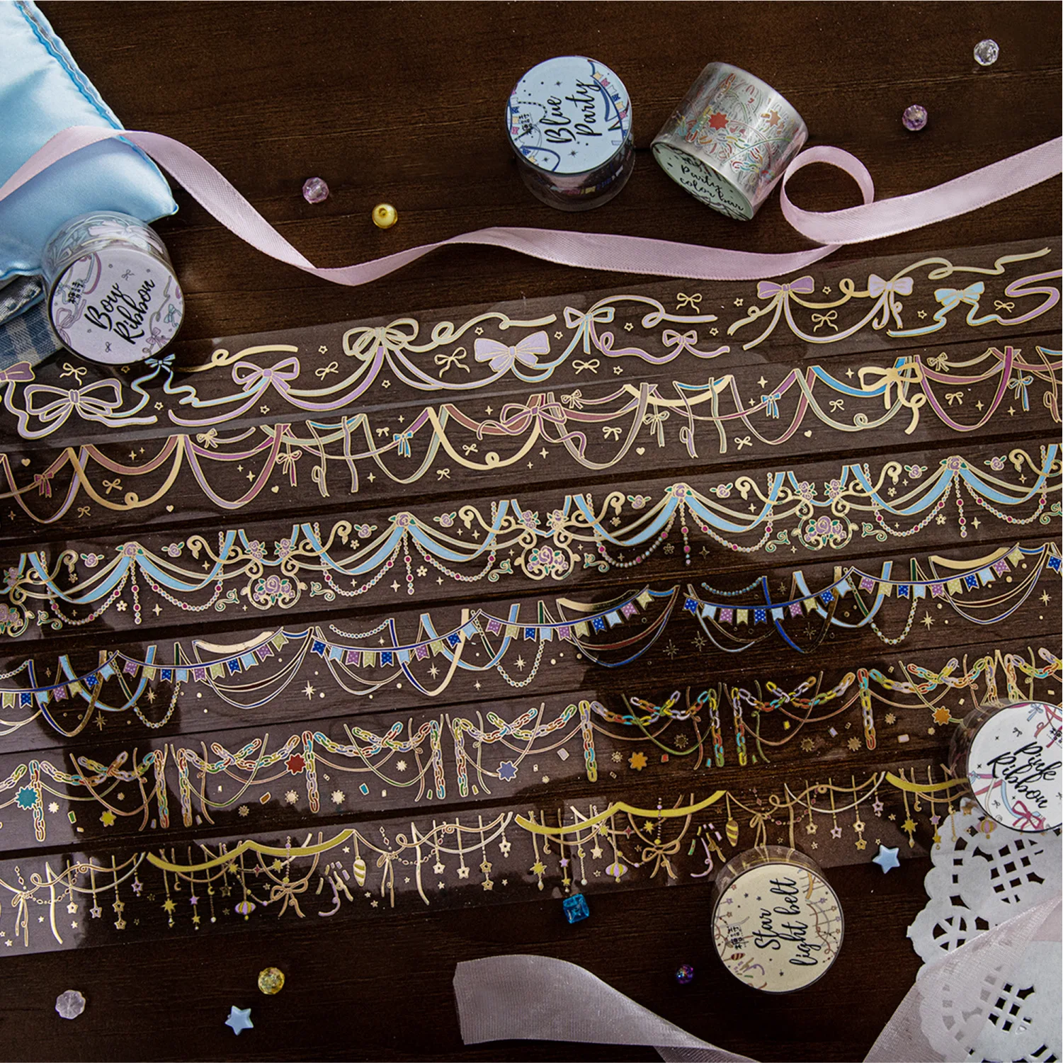 1Roll Holiday Party Streamers Ribbons Colored Dots Versatile Material Hand Account Diy Base Decorative Stickers