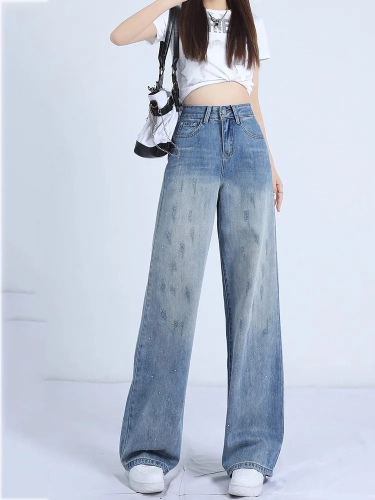 

Woman High Waisted Wide Leg Jeans Korean Fashion Casual Straight Denim Pants Streetwear Vintage New Style Baggy Kot Pantolon