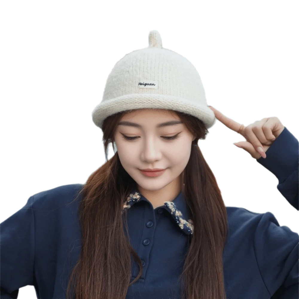 Fashion Solid Color Knitted Beanies Cap Keep Warm Rolled Edge Painter Hat Beret Multifunction Melon Skin Hat Autumn