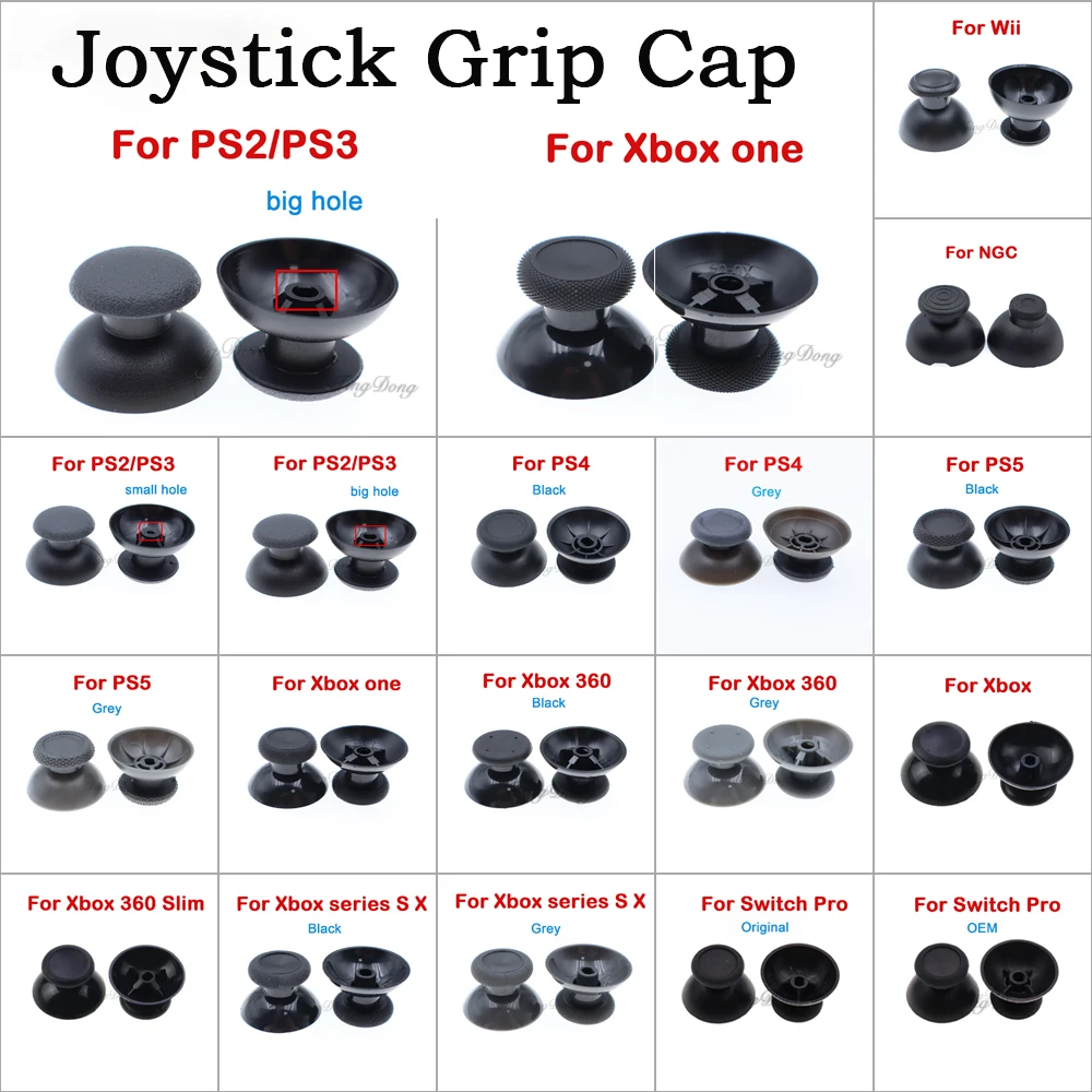 10pcs=5Pair 3D Joystick Thumbstick Caps Replacement For PS2 PS3 PS4 PS5,Xbox One/Series S X, Xbox360 ,WiiU ,NGC Controller