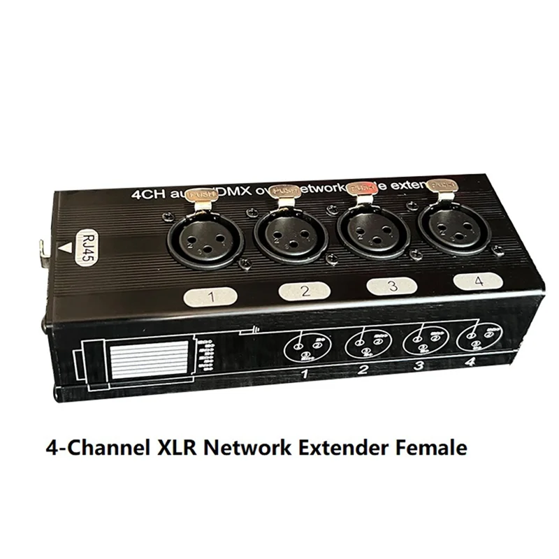 1Pair 4-Channel 3-Pin XLR Audio and DMX over Network Cable Extender, DMX512 Network Signal Extender 1 Male+1