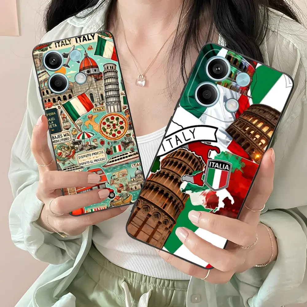 إيطاليا العلم المحمول قضية الهاتف الخليوي ل Xiaomi Redmi ملاحظة 14 13 12 11 S برو زائد 4G 5G الملونة الطباعة غطاء فاخر غطاء جميل #3